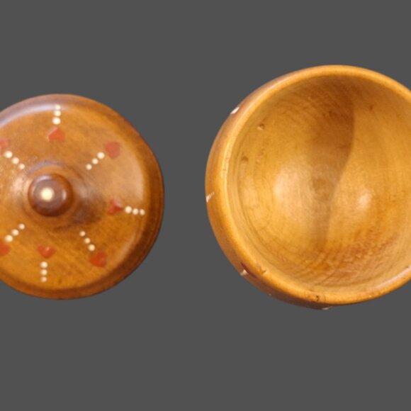 3 Small Pyrography Inlaid Hinged Turned Wood Trinket Jewlery Box's - Picture 13 of 14